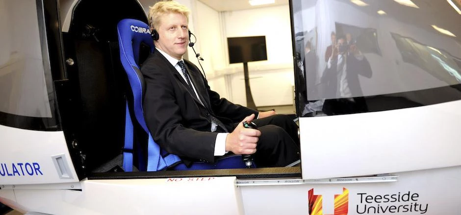 Jo Johnson MP, Minister of State for Universities and Science, tests out the new flight simulator in