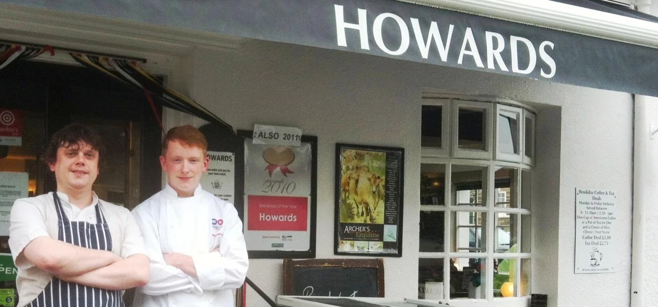 L-R Andrew Russell (head chef at Howard’s) with Jordan Hinchcliffe   