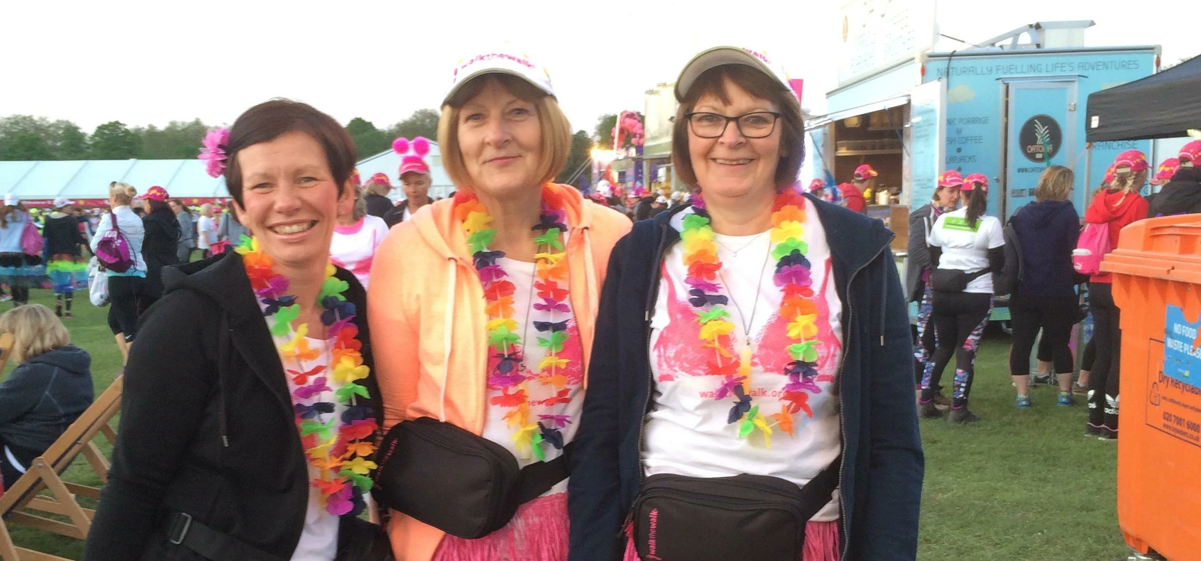 PICTURED: From left, Many Rosier, Julie Frost and Helen Muskin at the start of the Walk the Walk Moo