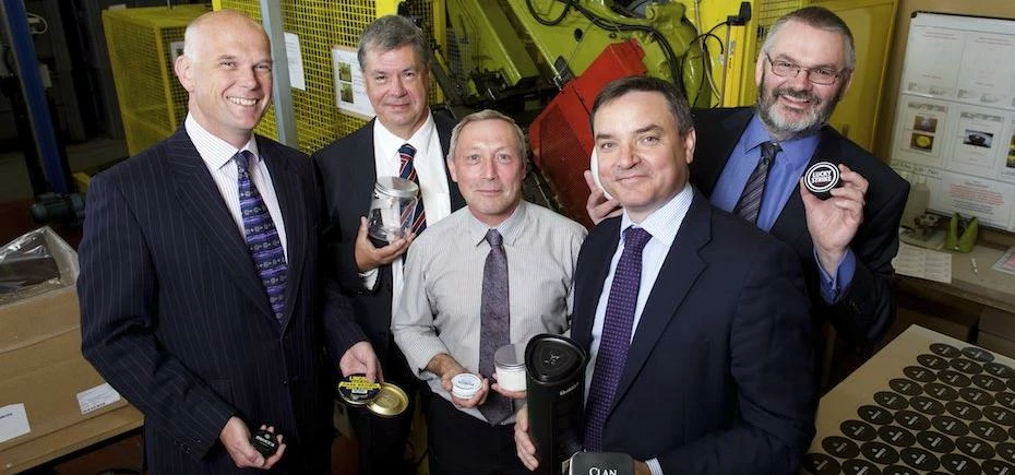 Macbey’s John Macdonald, Mike Bean, and Paul Bell with Paul Gower of Finance Yorkshire and Mark Blay
