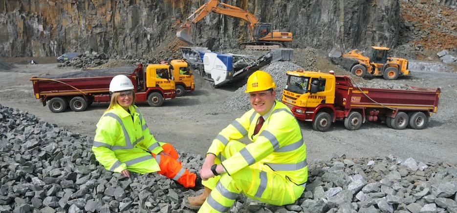 Pam Campbell from Lafarge Tarmac and Owen Pugh's Chris Mason at Howick Quarry