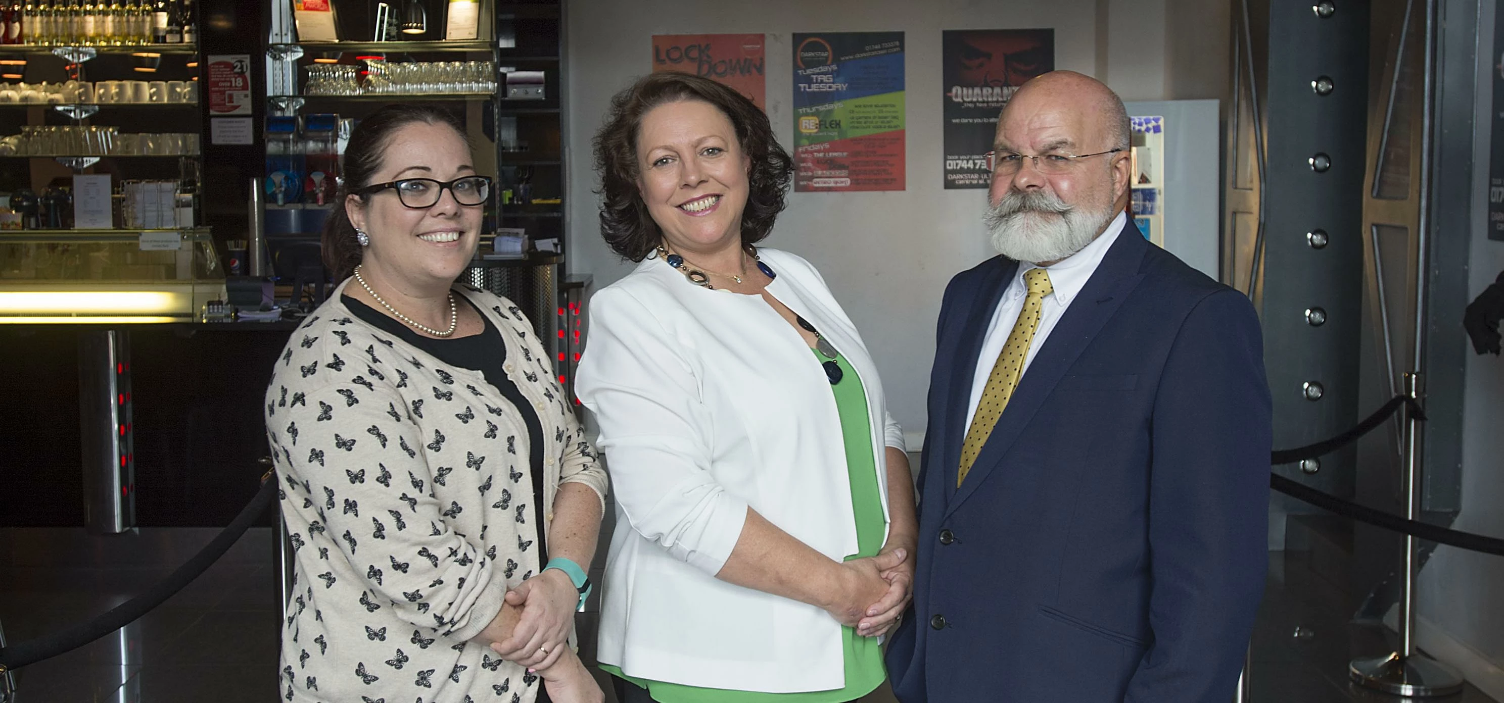 Councillor Jeanie Bell, Director of Darkstar Laser Lynn Ben-Yousef and Executive Director of The Wor