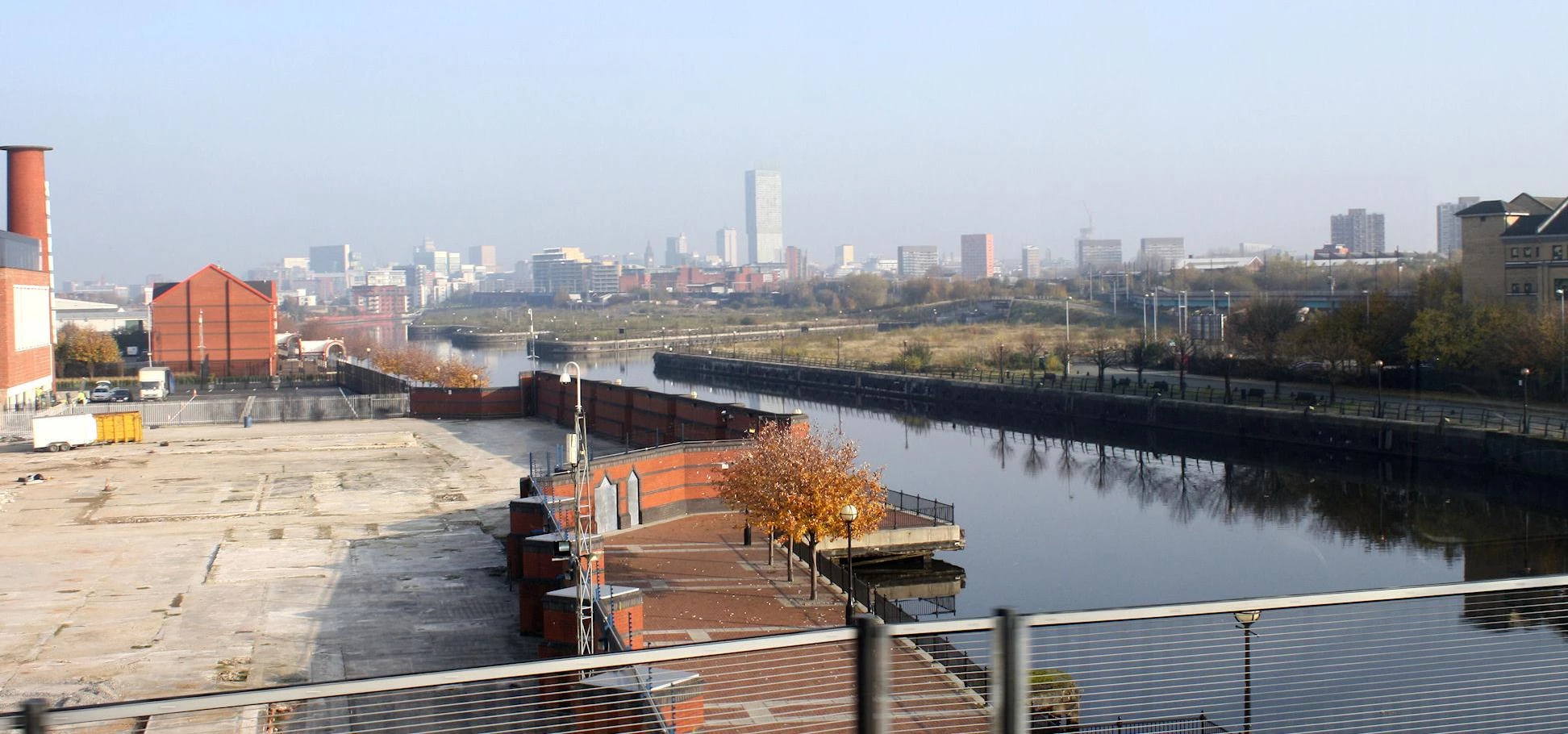 Manchester viewed from the Metrolink at Ivy Wharf, Ordsall