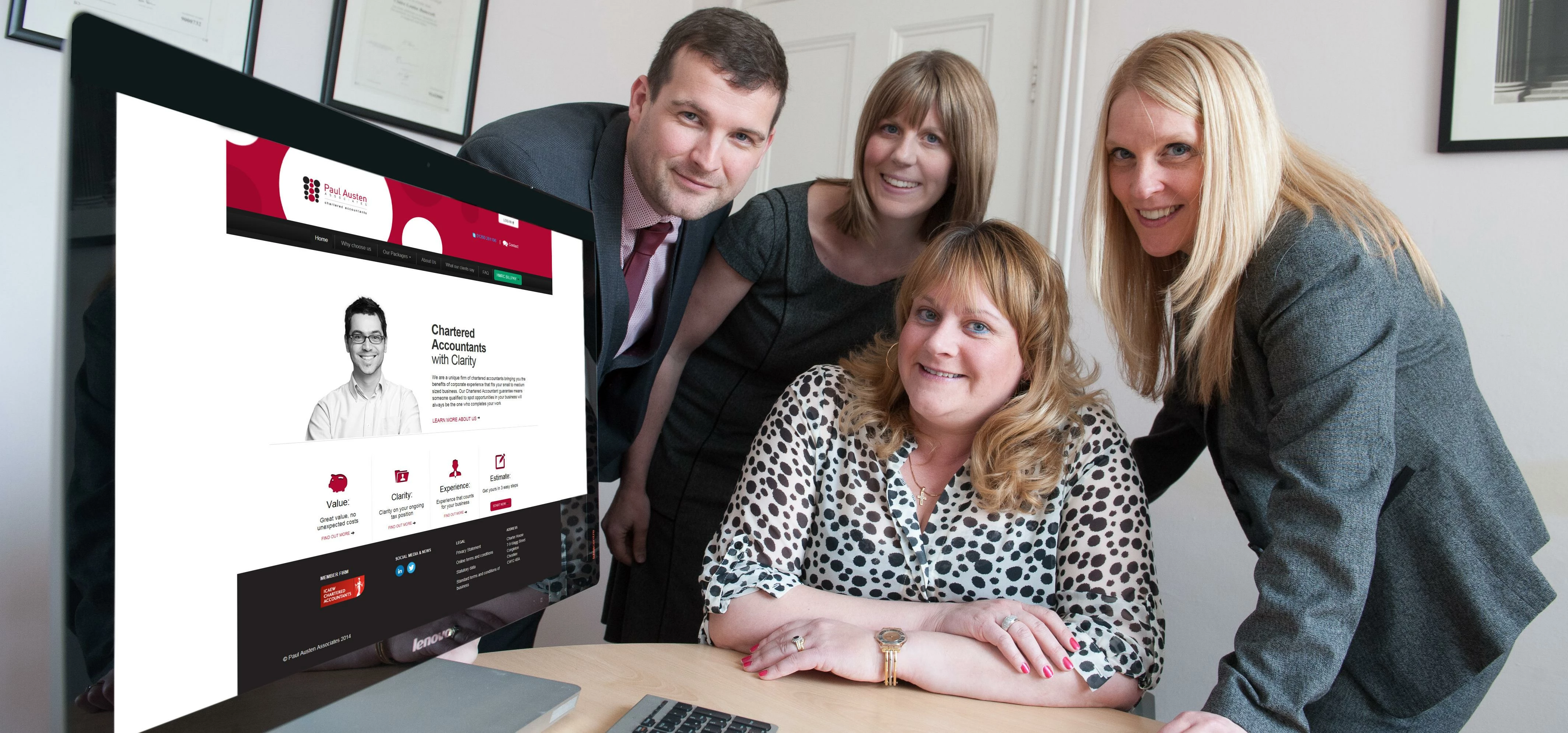 The team celebrates the recent success. Left to right Paul Austen, Claire Austen, Sarah Beardmore &