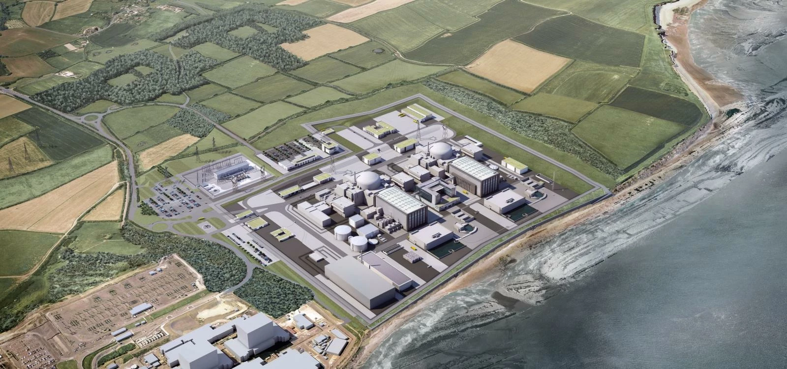 Aerial view of the proposed scheme at Hinkley Point, Somerset