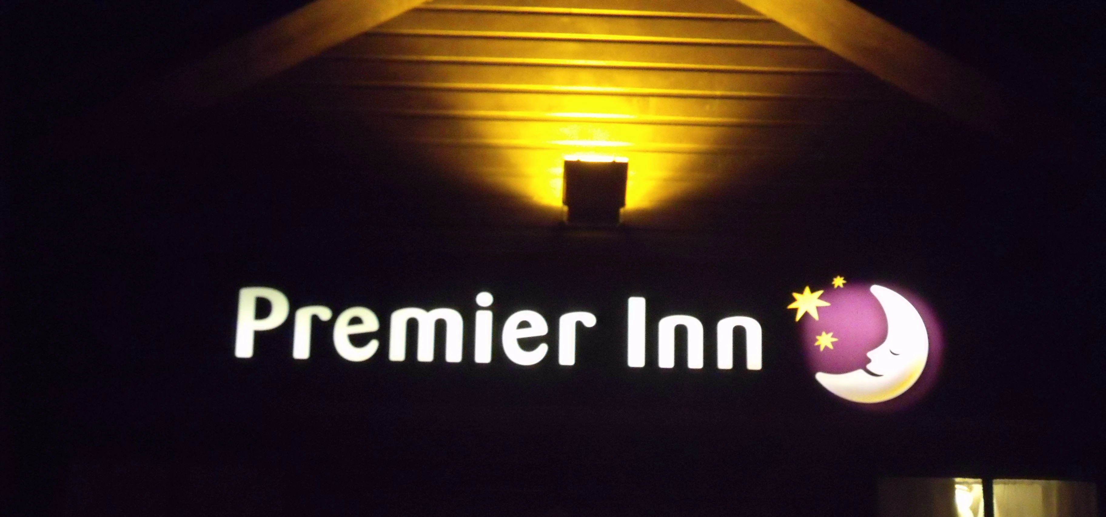 Premier Inn - Oldbury, Sandwell - sign at night