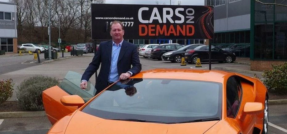 Paul Brown with the Lamborghini Huracan, at the Cars On Demand headquarters in Wakefield.