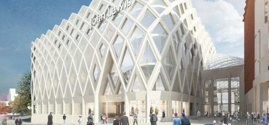 A CGI image of the flagship John Lewis store at Victoria Gate.