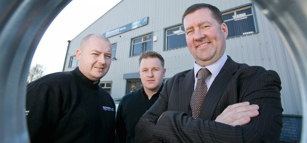 L-R: Morgan Bros' Paul and Tom Morgan, with Neil Marshall of RBS