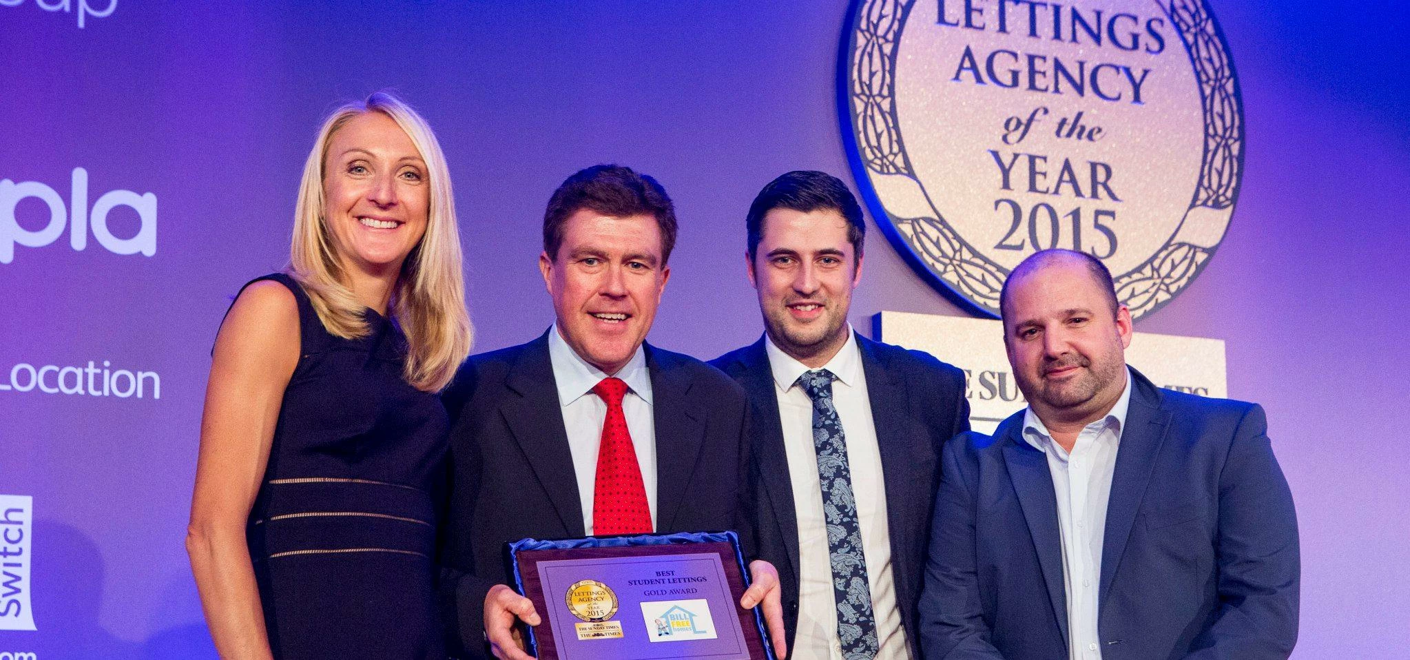 l-r Paula Radcliffe, Peter Smith and Sean Lawless of Bill Free Homes, sponsor Jamie Parks of Tenant 