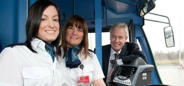 Kevin Carr (Managing Director Go North East), Lisa Ellerington and Rachel Langford (both bus drivers