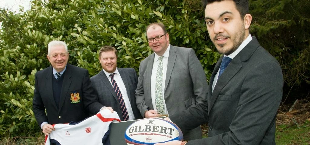 (From l-r): Andy James, Chairman of Rugby at Northern; Neil Hart of Bradley Hall; Ian Ramshaw, Honor