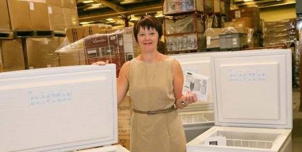 Pamela Petty with some of the Norfrost freezers
