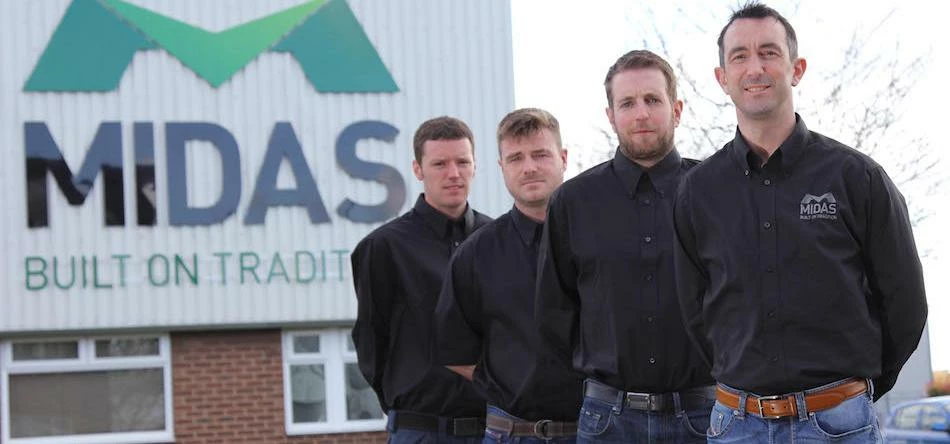 Midas Electrical director Iain Wilson (right) with staff, from left: Joe Binks, Stuart Bruce and Ma
