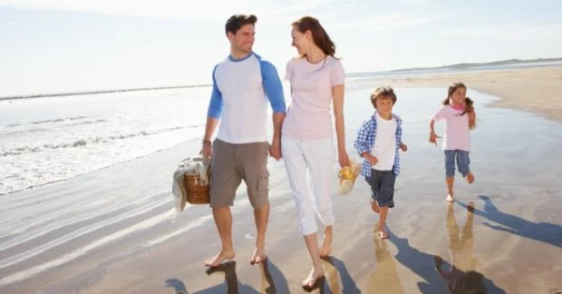Family on beach