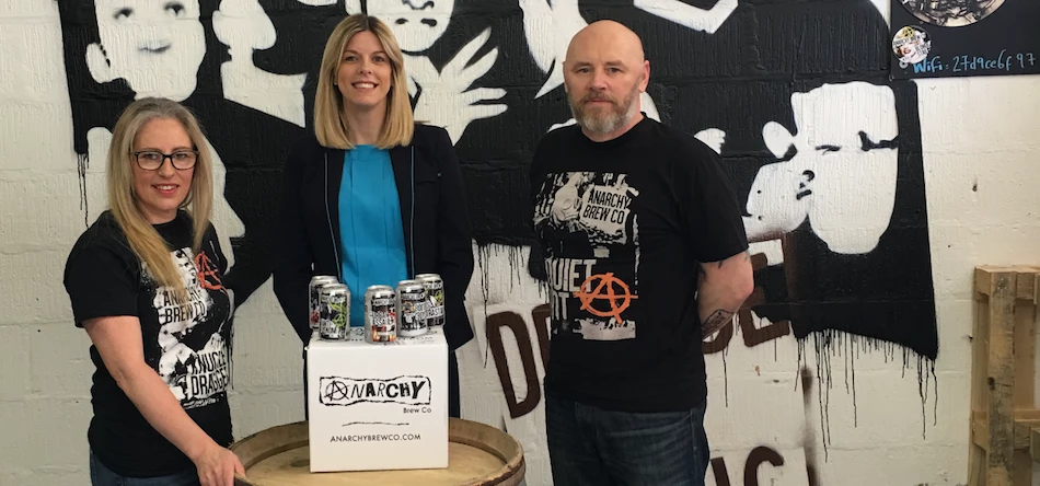 Dawn Miles, Anarchy Brew Company, Jane Brown, Barclays, and Simon Miles, Anarchy Brew Company