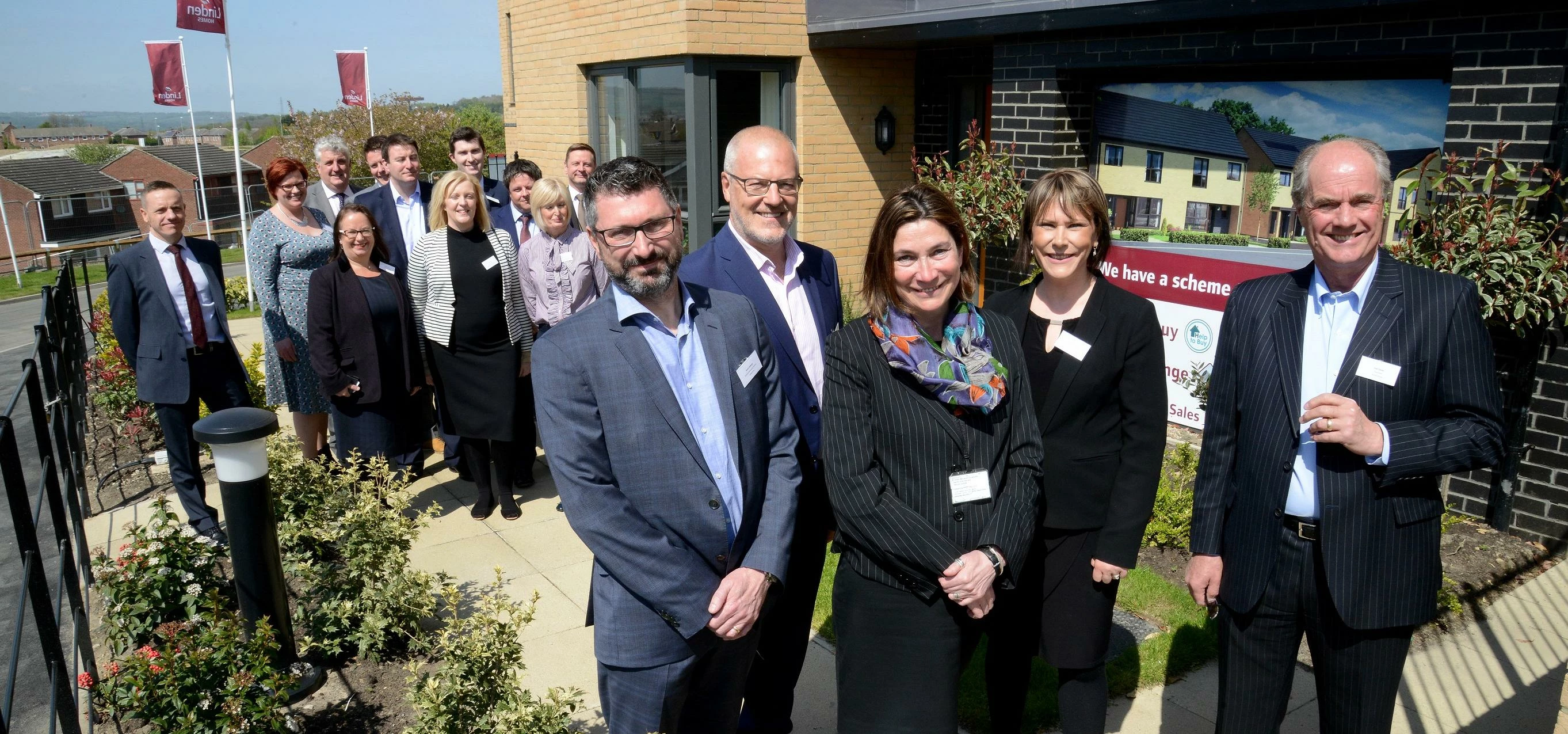 (Foreground l/r) Stuart Gibbons; Brian Ham, Sheena Ramsey, Gateshead Council Chief Exec; Christine C