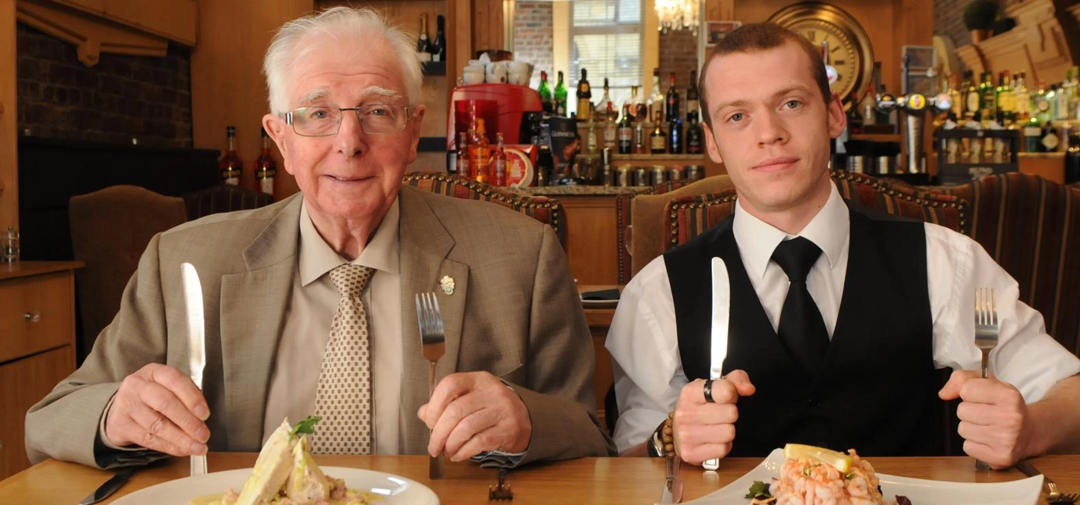 Cllr Alan Kerr with Matthew Porter of Martino's