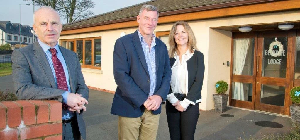 Outside Beckside Lodge. Left to right: Bryn Bates, Relationship Director Healthcare, Royal Bank of S