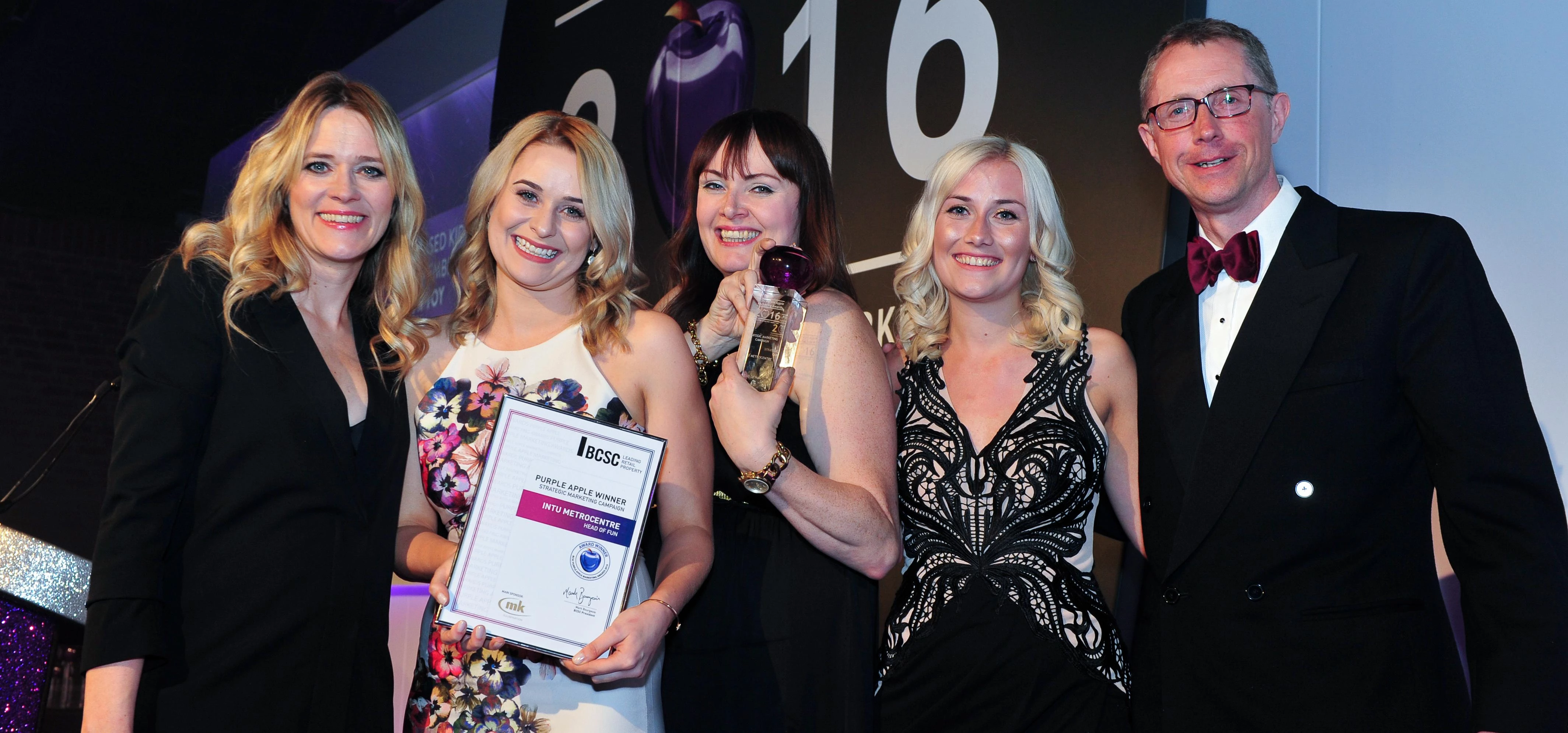 intu Metrocentre marketing team with their Purple Apple award