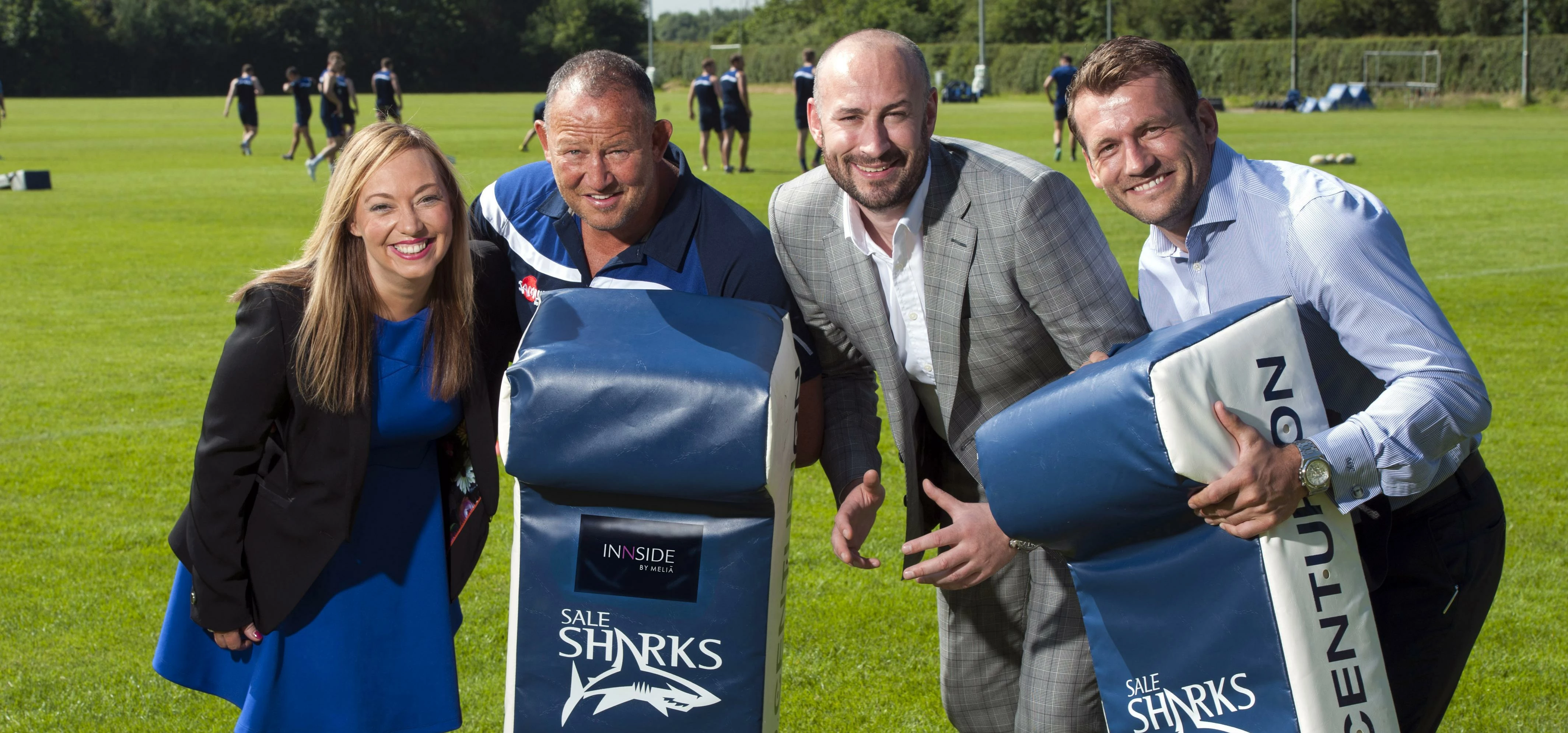 L to R: Nikki Corcoran (INNSIDE), Steve Diamond (Sale Sharks), Adam Munday (INNSIDE), Mark Cueto (Sa