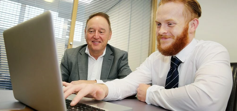 Christopher Brown (right) pictured with his mentor Kevin Kelly, Director of Finance and IT at Tyne H