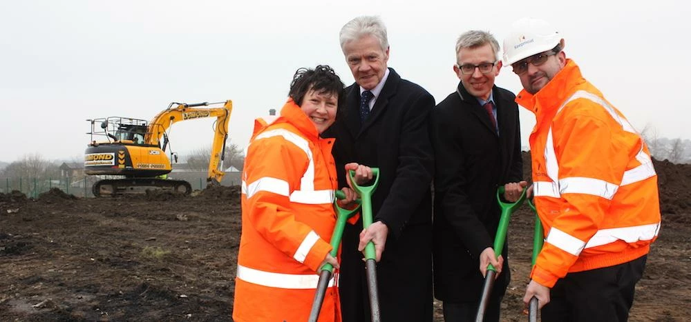 L-R: Claire Nangle, Keepmoat’s land and partnerships director; Cllr John Harbour; Mick Cartledge, Bu