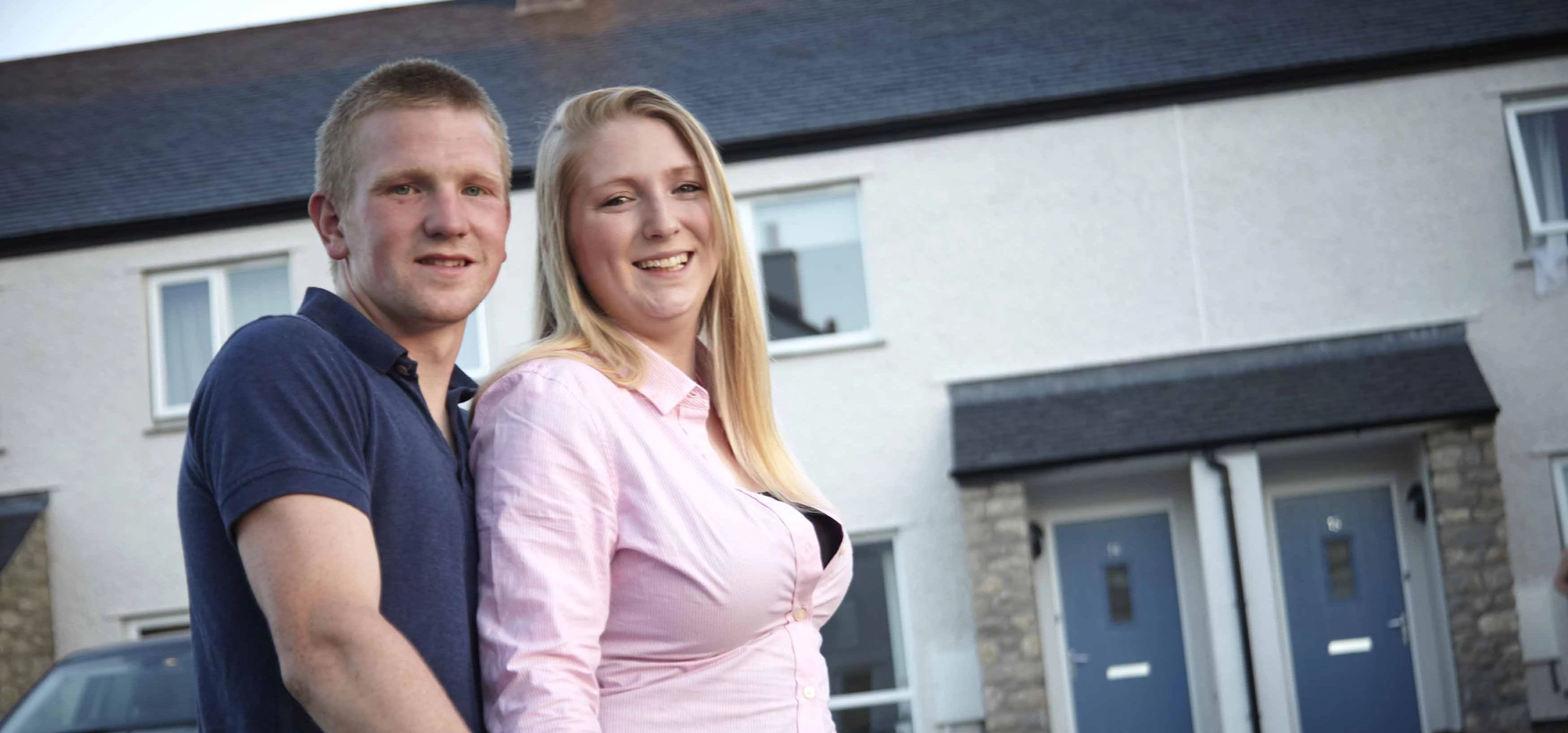 Emily Cannon and Chris Raven outside their new home in Staveley 