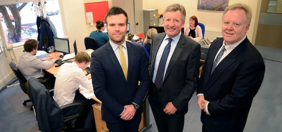 Partners Carl Swansbury, Chris Robson and Ian Smith with some of the firm’s increasing workforce