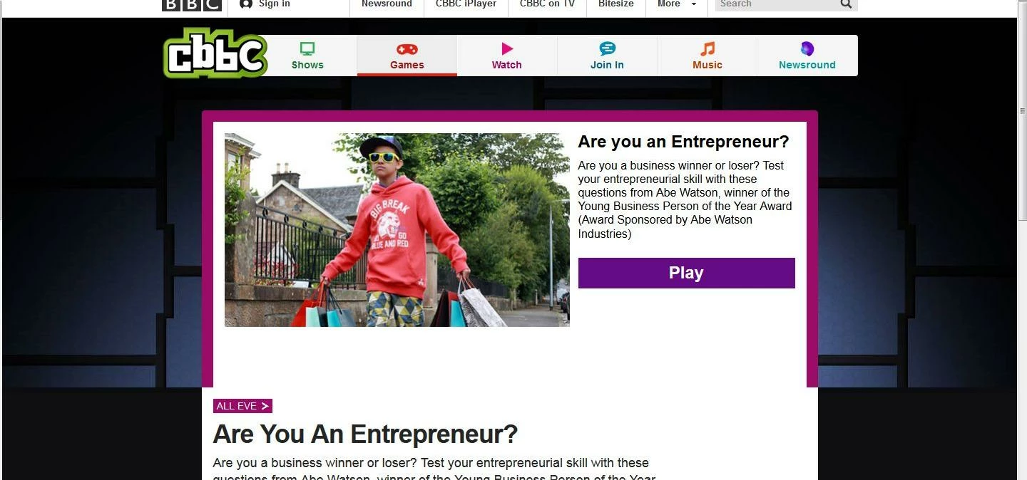 http://www.bbc.co.uk/cbbc/games/entrepreneur-quiz