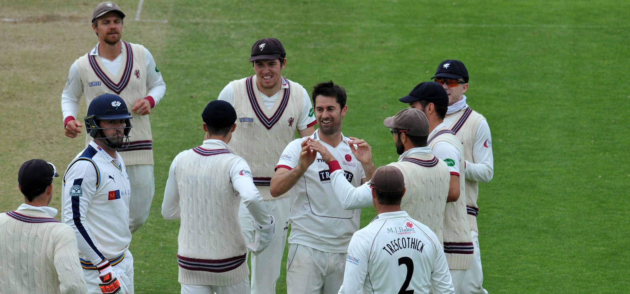 Marcus Trescothick joins in the celebrations