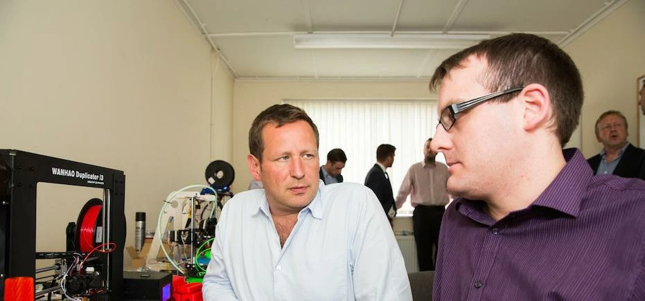 Ed Vaizey MP and Darren Barker, Managing Director of We Do 3D Printing.