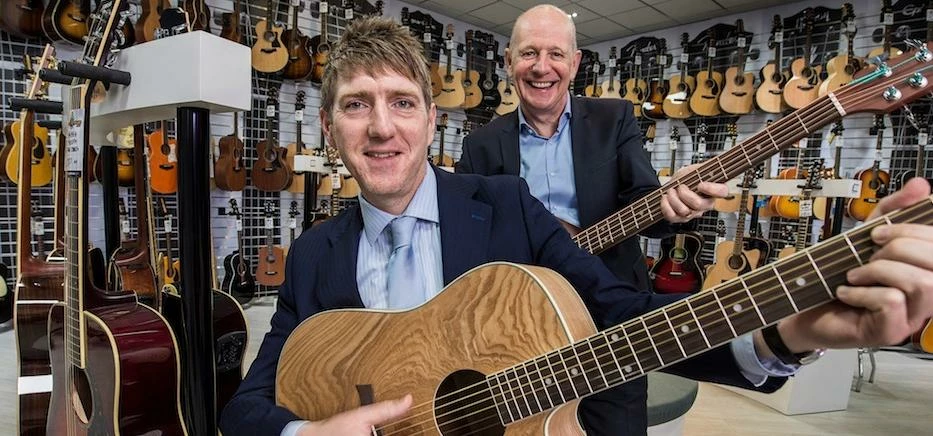 Andrew Wass (left), founder and chief executive of Gear4Music, and Peter Armitage, director of Gear4