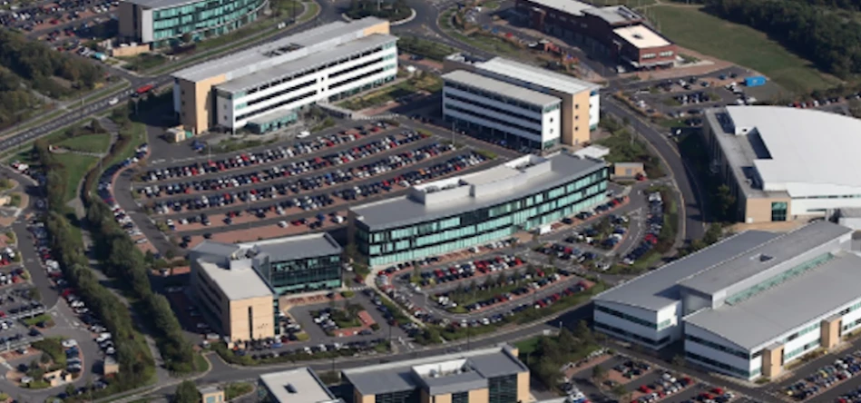 Aerial shot of Cobalt Business Park, North Tyneside 