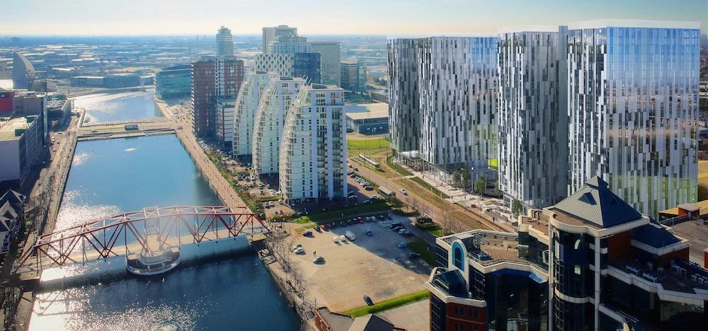 A CGI of the X1 Media City development within Salford Quays