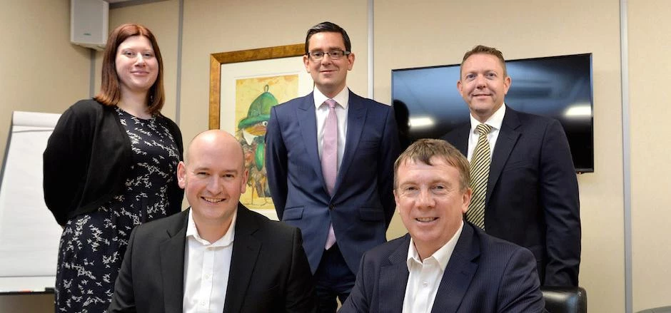 Rowena Thomas, Emerald; Wayne Shadlock, HSBC; Jamie Farrell, Barclays. (Sitting): Simon Cox, Emerald
