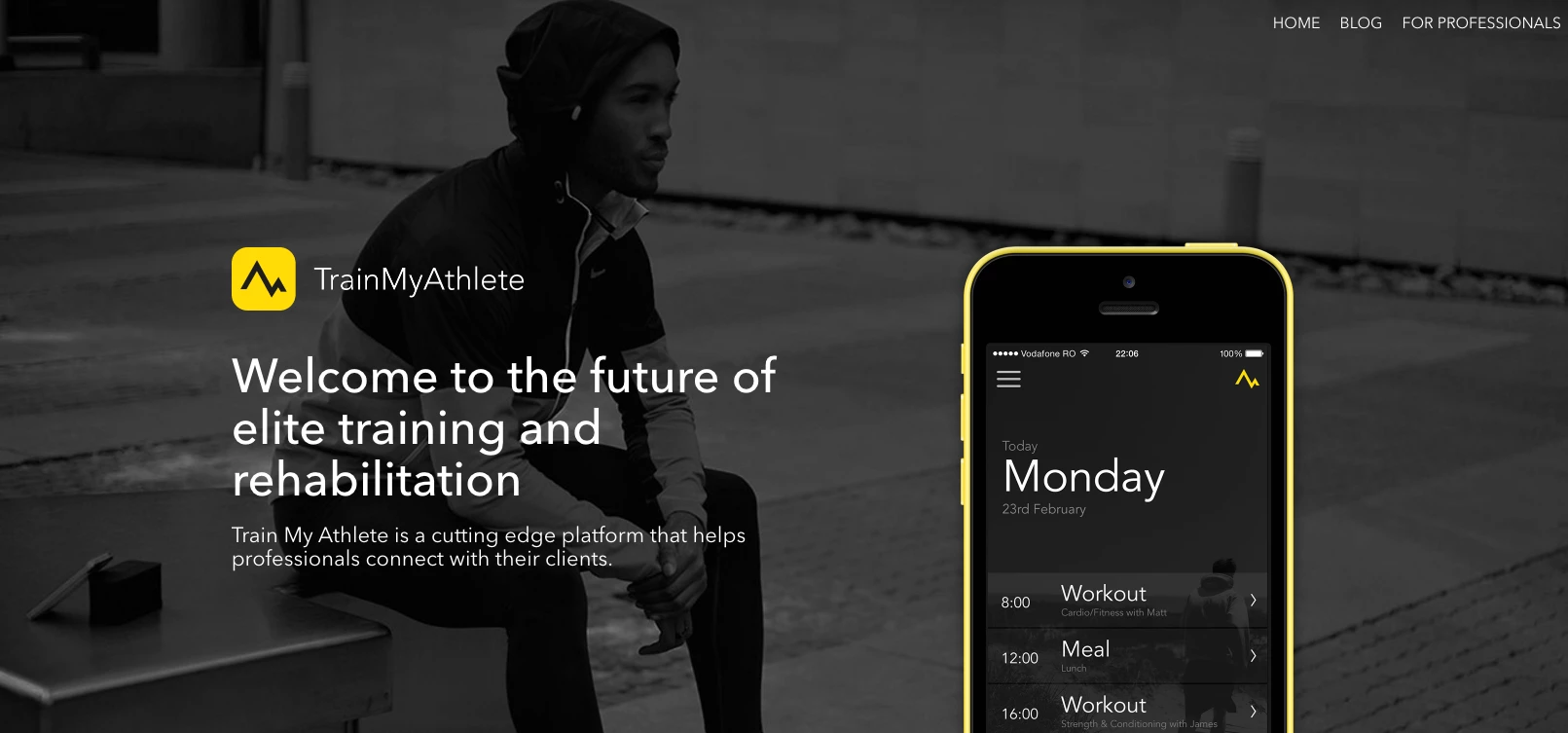 Homepage of Train My Athlete, which has just launched a £150k crowdfunding campaign.