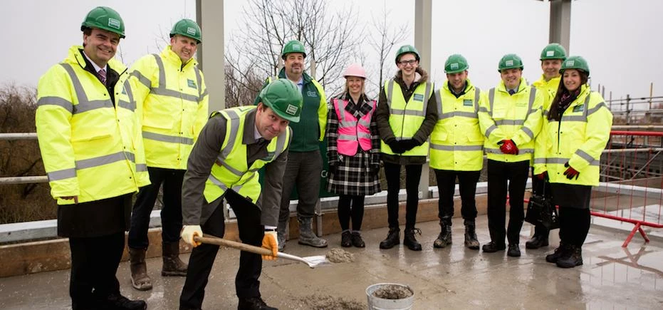 Vice-Chancellor Professor Koen Lamberts with University of York and GRAHAM Construction staff at the