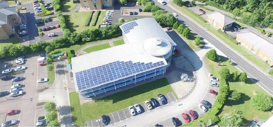 A solar panel installation on Chesterfield Dunston Innovation Centre