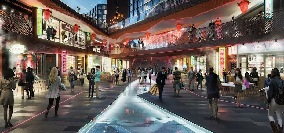 A CGI of the Chinatown retail hub