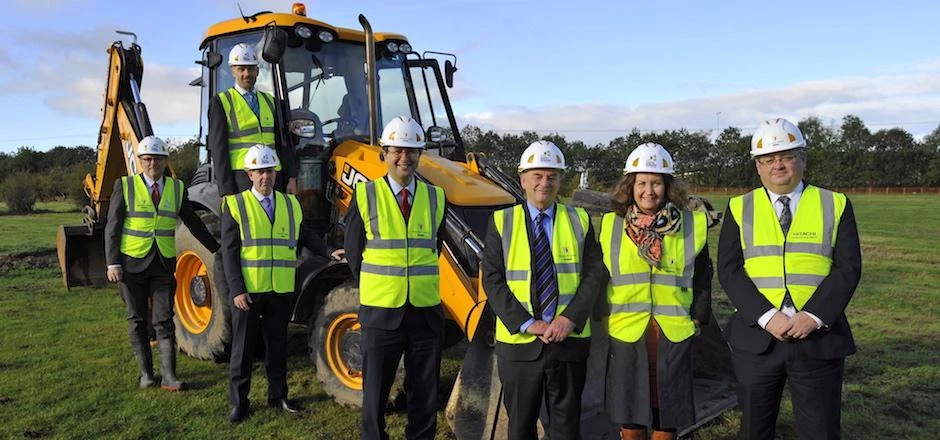 The site of the new UTC in Newton Aycliffe. This picture shows (left to right) Phil Wilson (MP for S
