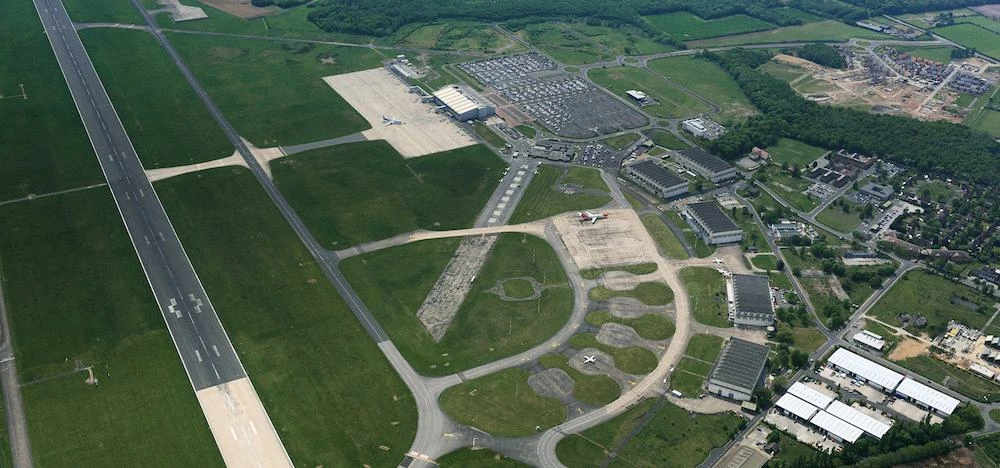 Aerial shot of the area around Doncaster Sheffield Airport.