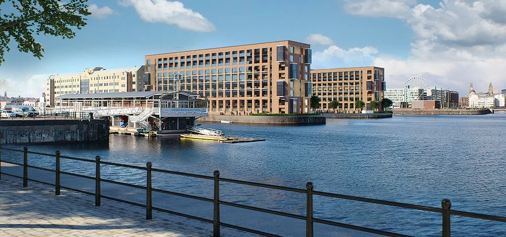 A CGI of the new apartment buildings at Queens Dock