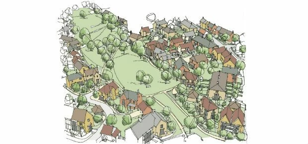 illustration of proposed housing around the linear park