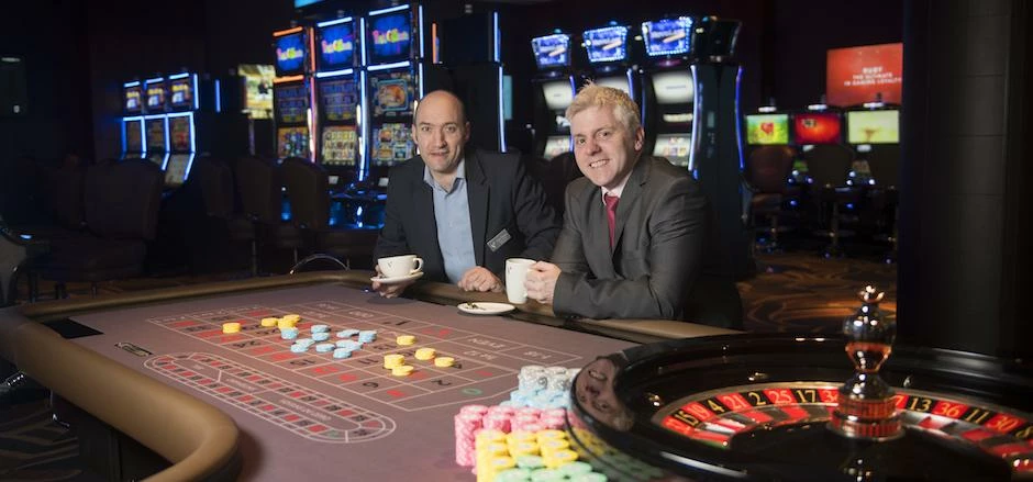 Victoria Gate Casino head of food and beverage, John Davies and Upton Group sales director, Darren C