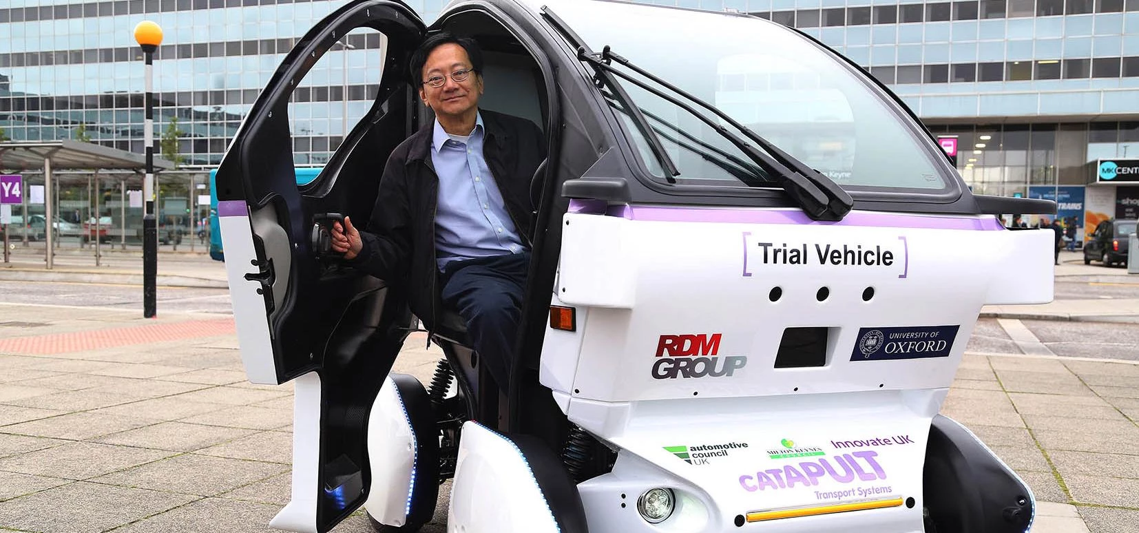 Eric Chan, Principal Technologist at Transport Systems Catapult, unveils first LUTZ Pathfinder pod d