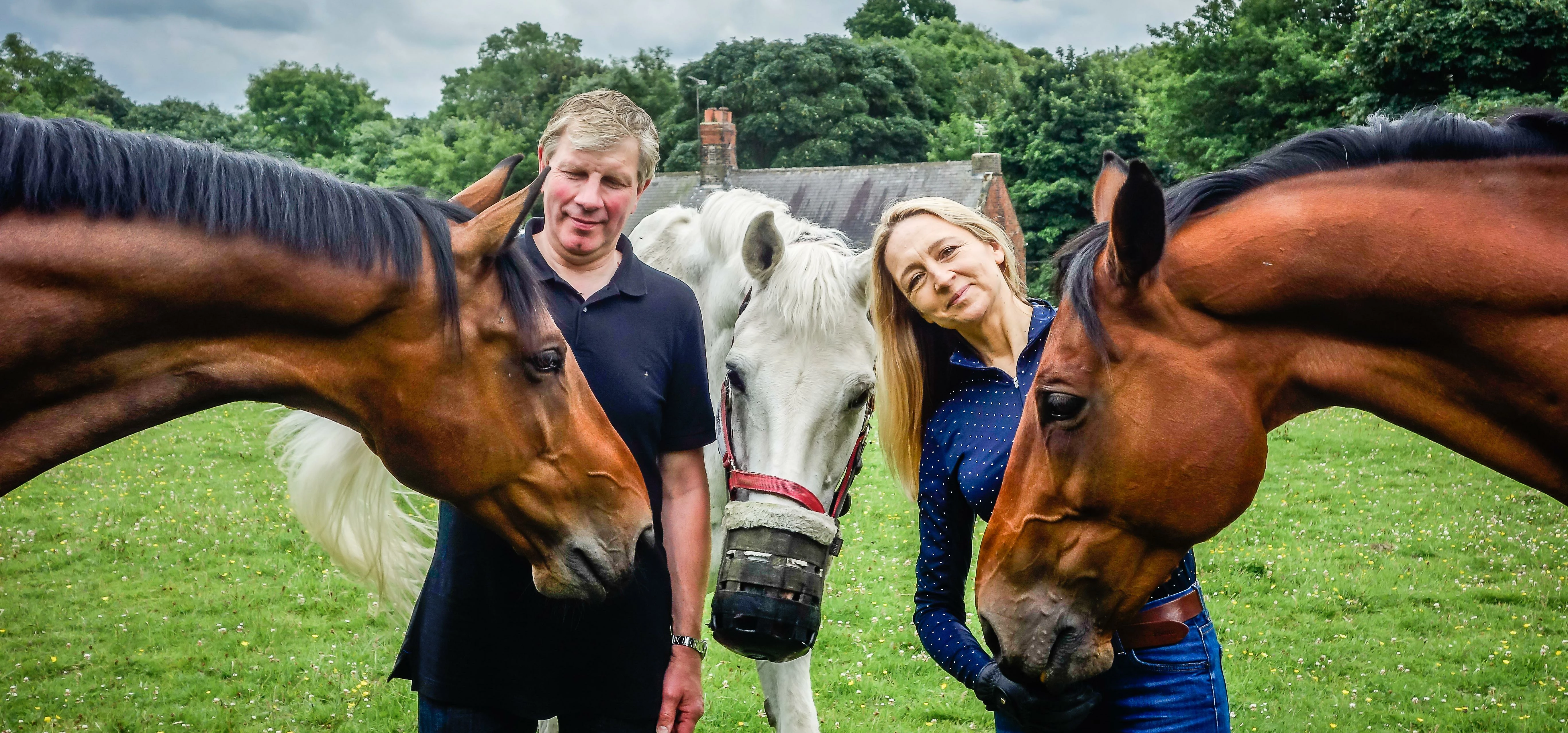 David and Jayne Baxter, owners of Throstlenest Saddlery, pictured with their horses. 