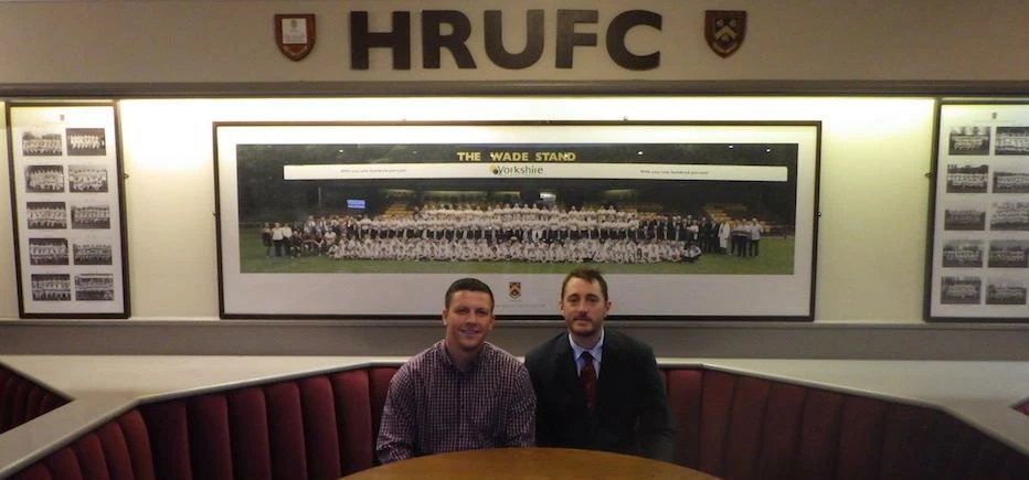 Ben Tighe managed print specialist at ABS UK Ltd and Stuart Leach, general manager at HRUFC.