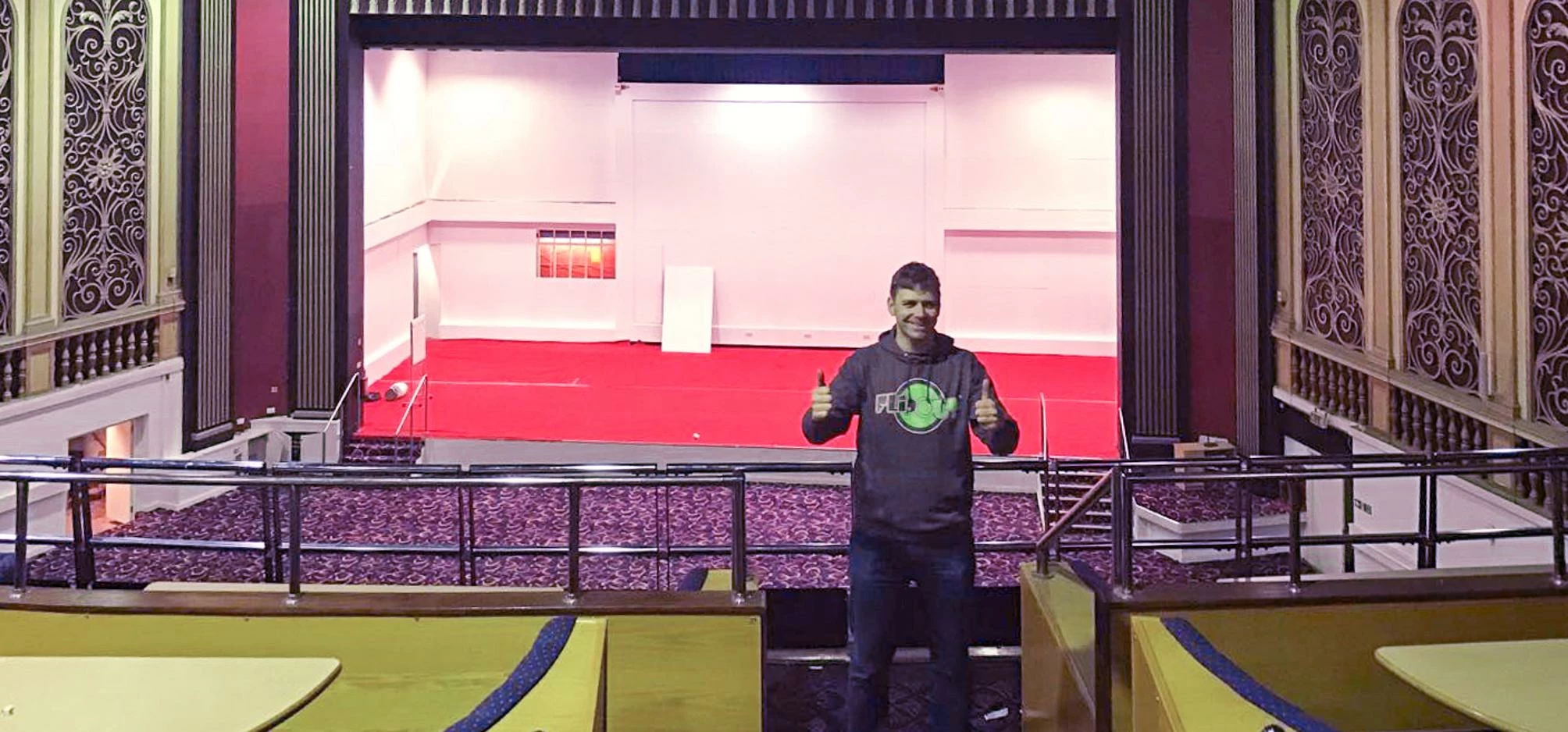 Flip Out MD, Jon Inwards, at the venue, which is soon to be transformed.