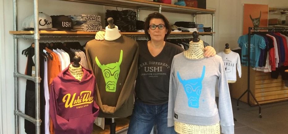 Ushiwear founder Jilly Kapusi in the Ushiwear store.